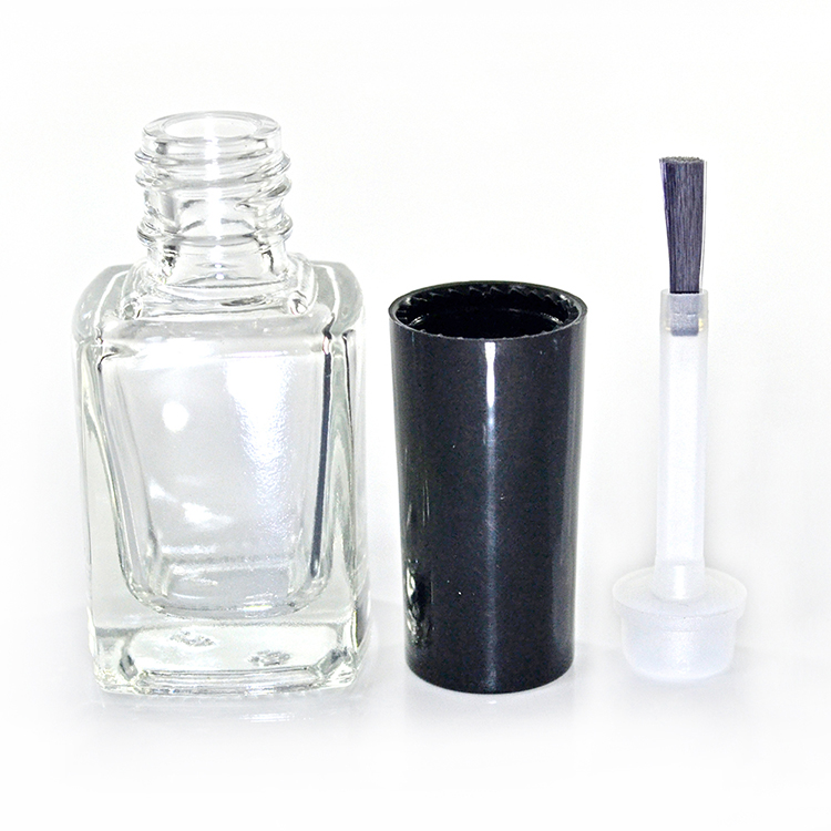 china supplier high quality 14ml luxury square empty clear matte black glass nail polish bottle
