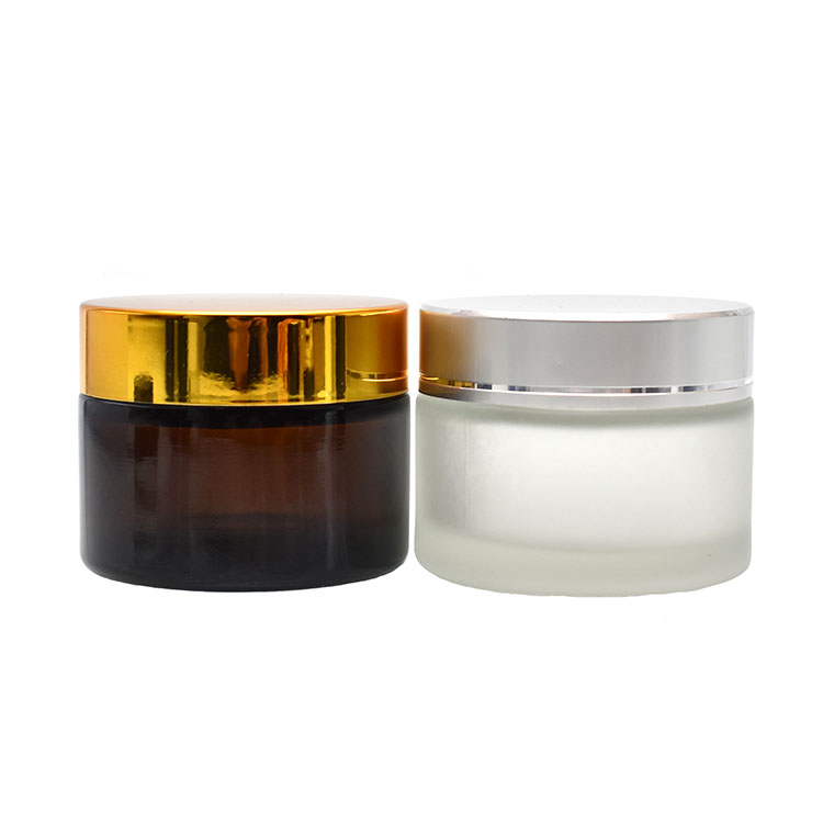 china suppliers 5g 10g 15g 30g 50g 100g clear amber glass cosmetic jar glass cream container with aluminum cap plastic cap