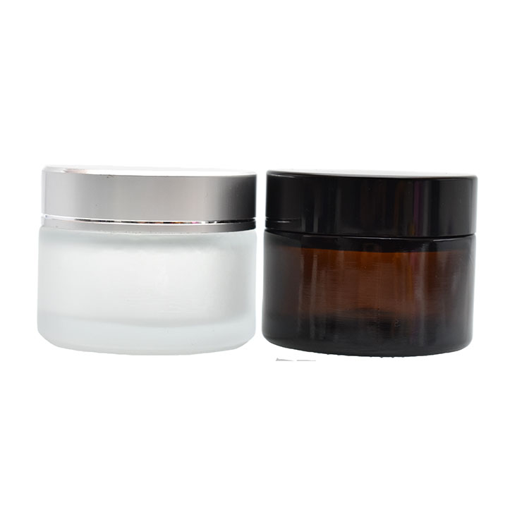 china suppliers 5g 10g 15g 30g 50g 100g clear amber glass cosmetic jar glass cream container with aluminum cap plastic cap