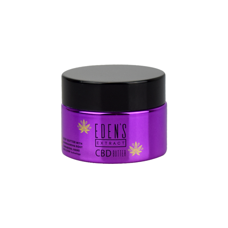 chrome purple UV glass jar for body butter 50ml 50g 2oz  custom glass cosmetic jar