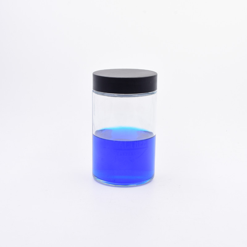 classic 500ml clear round straight side food storage glass jar with plastic child proof lid