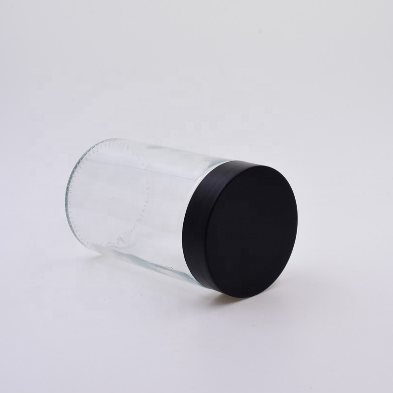 classic 500ml clear round straight side food storage glass jar with plastic child proof lid