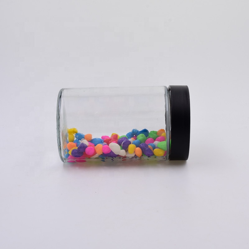 classic 500ml clear round straight side food storage glass jar with plastic child proof lid