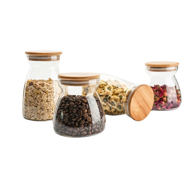 classical sealed wooden lid handcraft high clear pyrex glass jar
