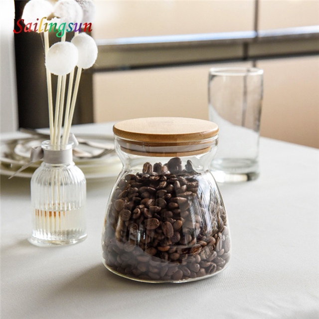 classical sealed wooden lid handcraft high clear pyrex glass jar