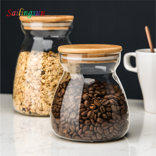 classical sealed wooden lid handcraft high clear pyrex glass jar