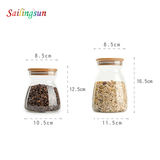 classical sealed wooden lid handcraft high clear pyrex glass jar