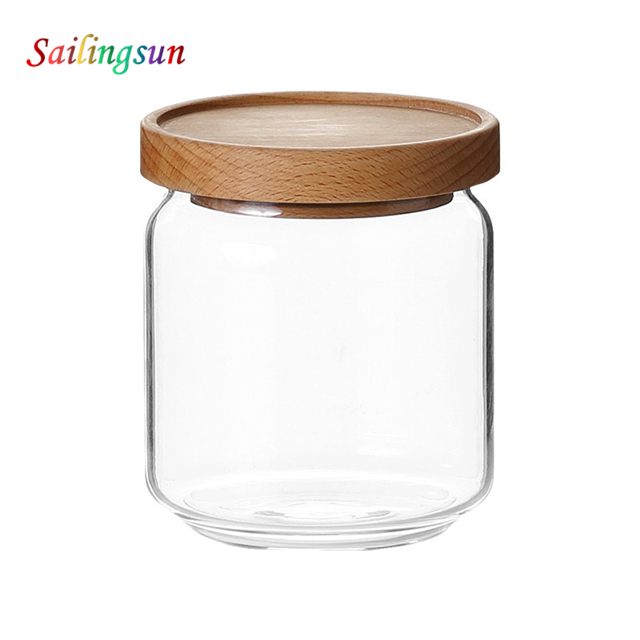 classical sealed wooden lid handcraft pyrex thermo glass food jar