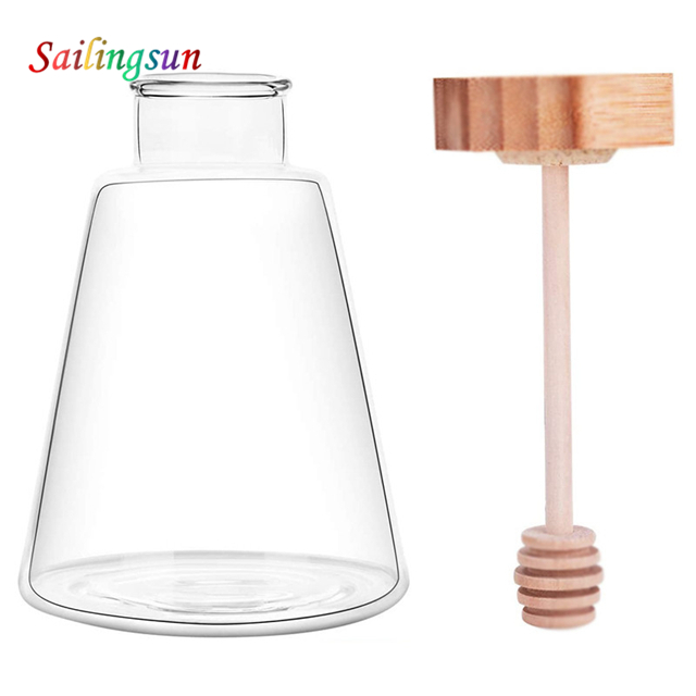 classical thickened bottom with stoper clear pyrex glass honey jar