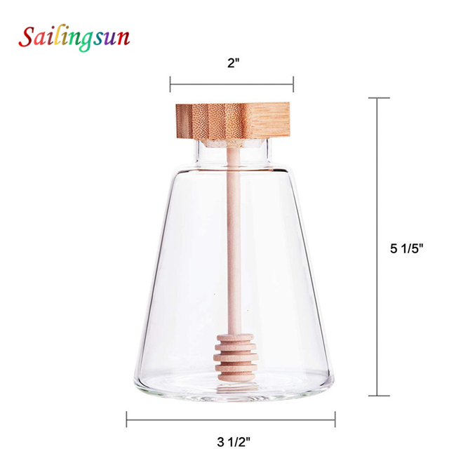 classical thickened bottom with stoper clear pyrex glass honey jar