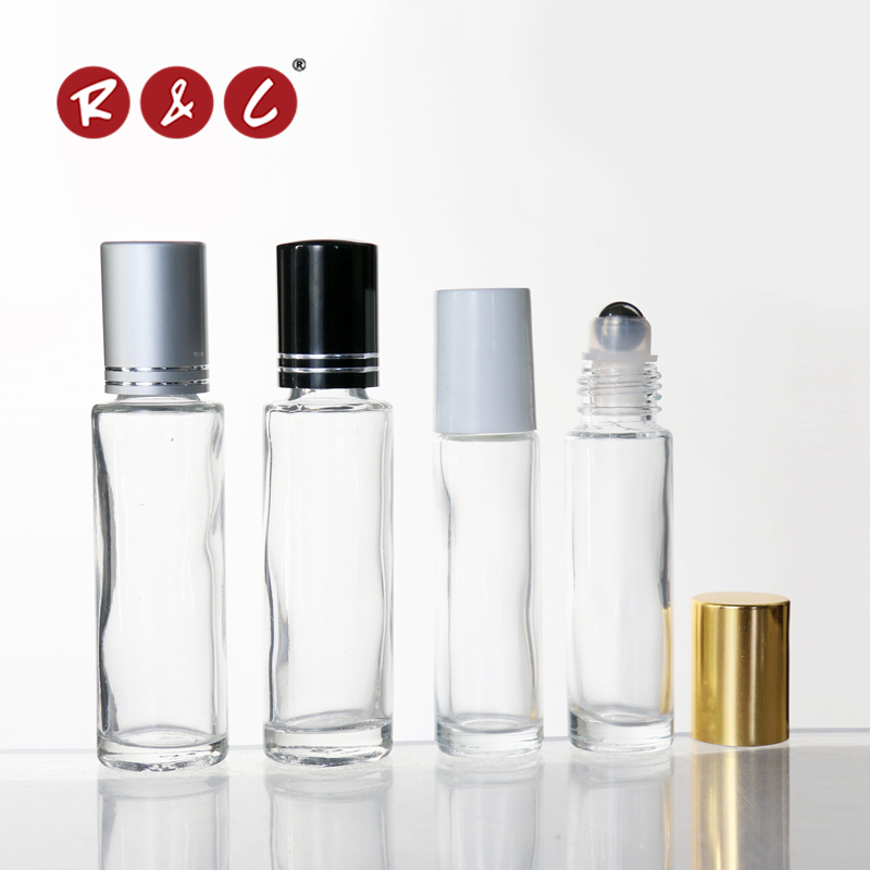clear 10ml glass empty perfume roll on bottle with gold aluminium cap