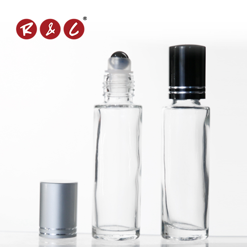clear 10ml glass empty perfume roll on bottle with gold aluminium cap