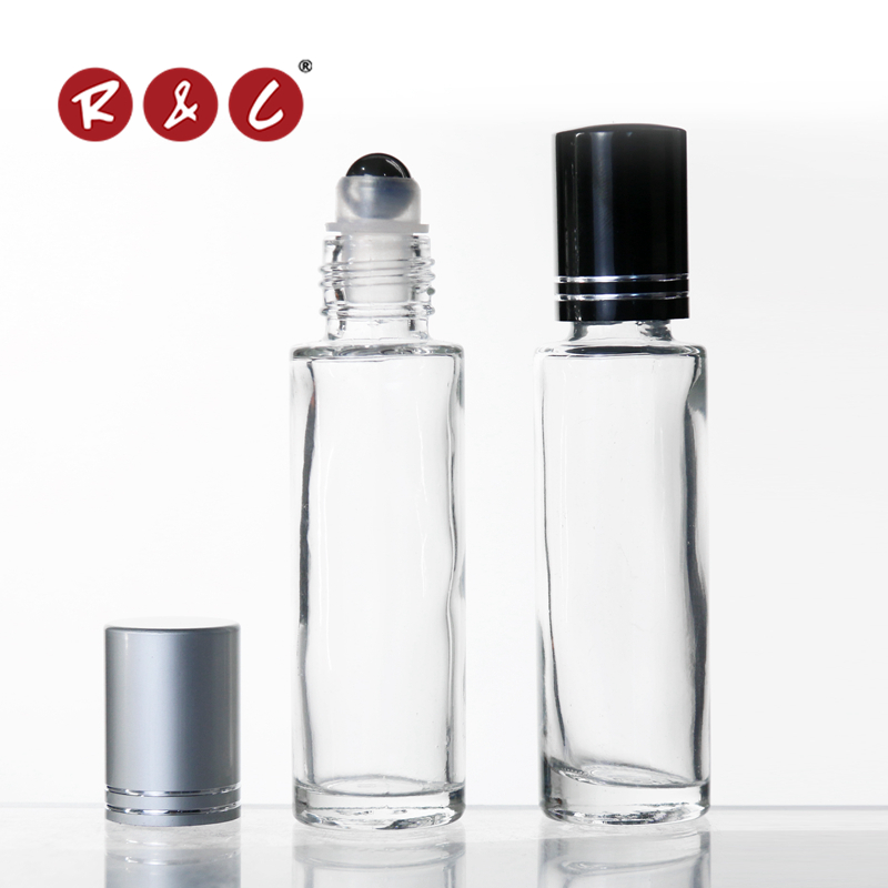 clear 10ml glass empty perfume roll on bottle with gold aluminium cap