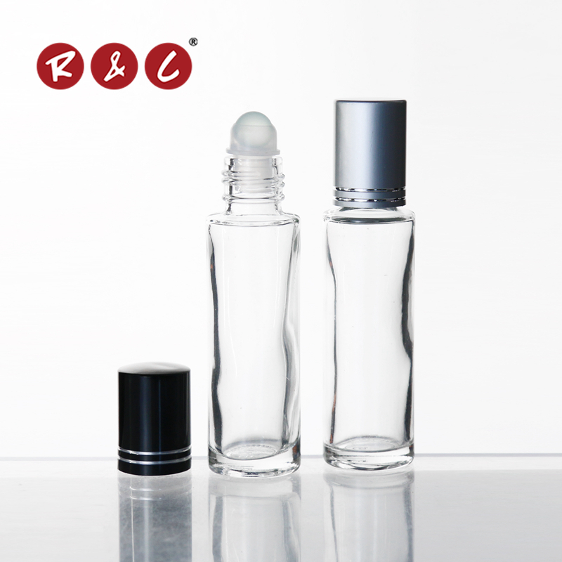 clear 10ml glass empty perfume roll on bottle with gold aluminium cap