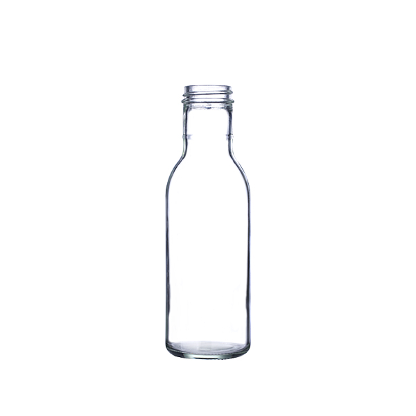 clear 150ml 5 oz glass bottle hot sauce with black screw lid