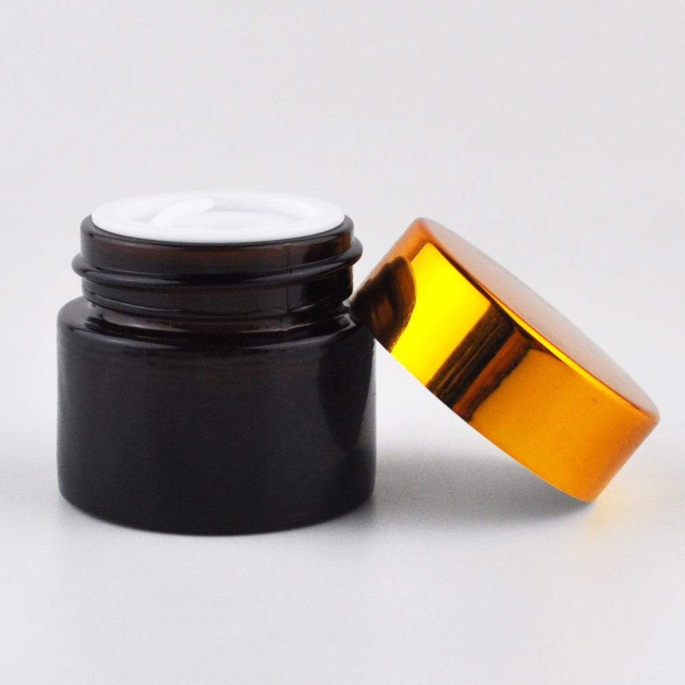 clear 5 ml 10 ml 15 ml 20 ml 30 ml 50 ml 100 ml cosmetic jar amber glass wide mouth skin care cream packaging