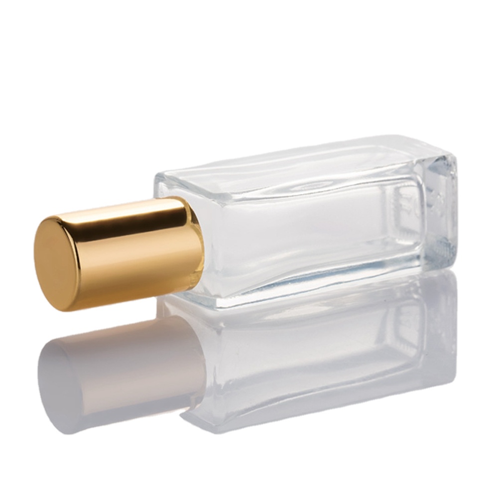 clear 6ml 10ml 15ml square airless cosmetic glass roller perfume bottle