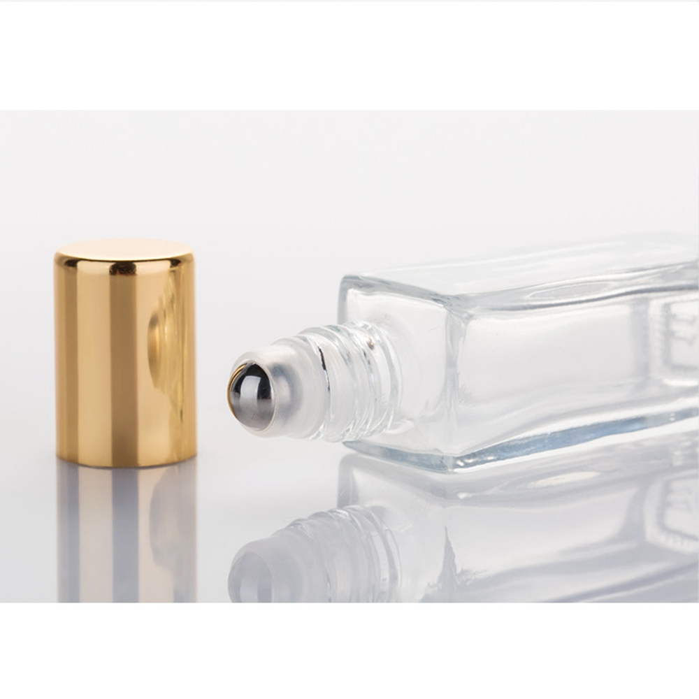 clear 6ml 10ml 15ml square airless cosmetic glass roller perfume bottle