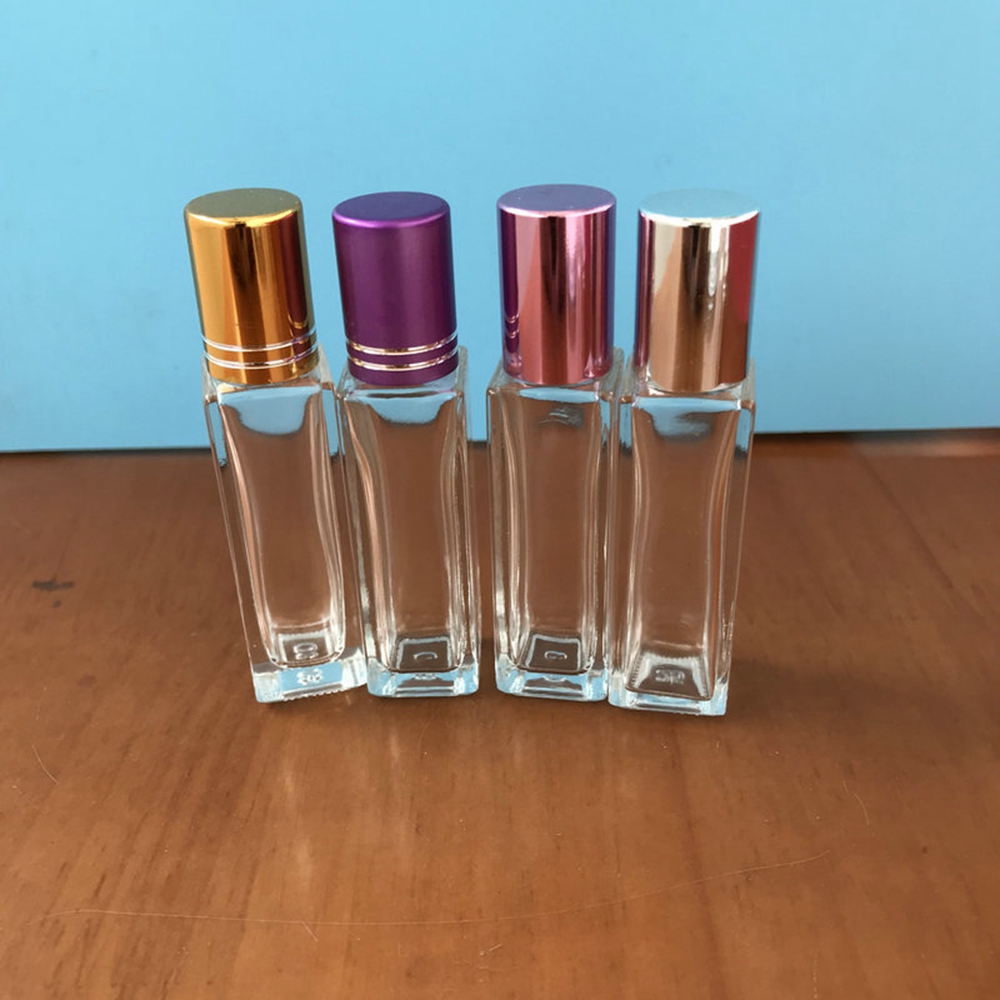clear 6ml 10ml 15ml square airless cosmetic glass roller perfume bottle