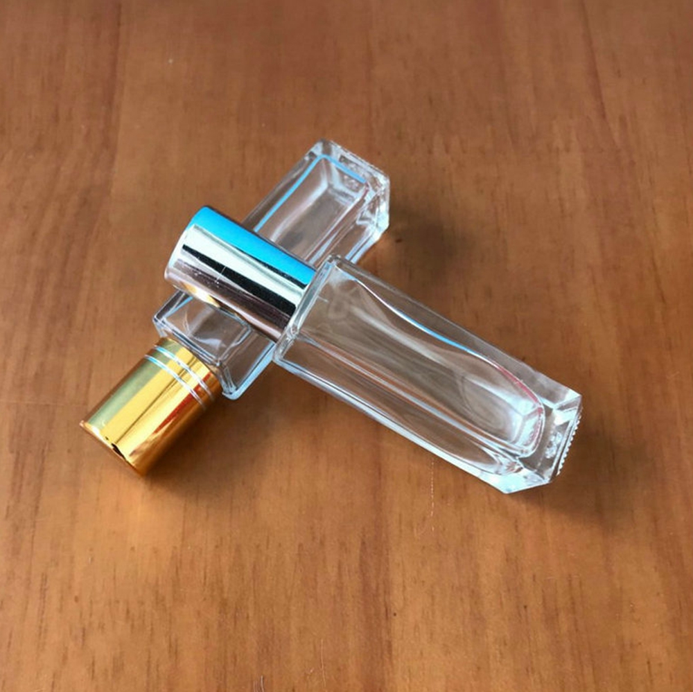 clear 6ml 10ml 15ml square airless cosmetic glass roller perfume bottle