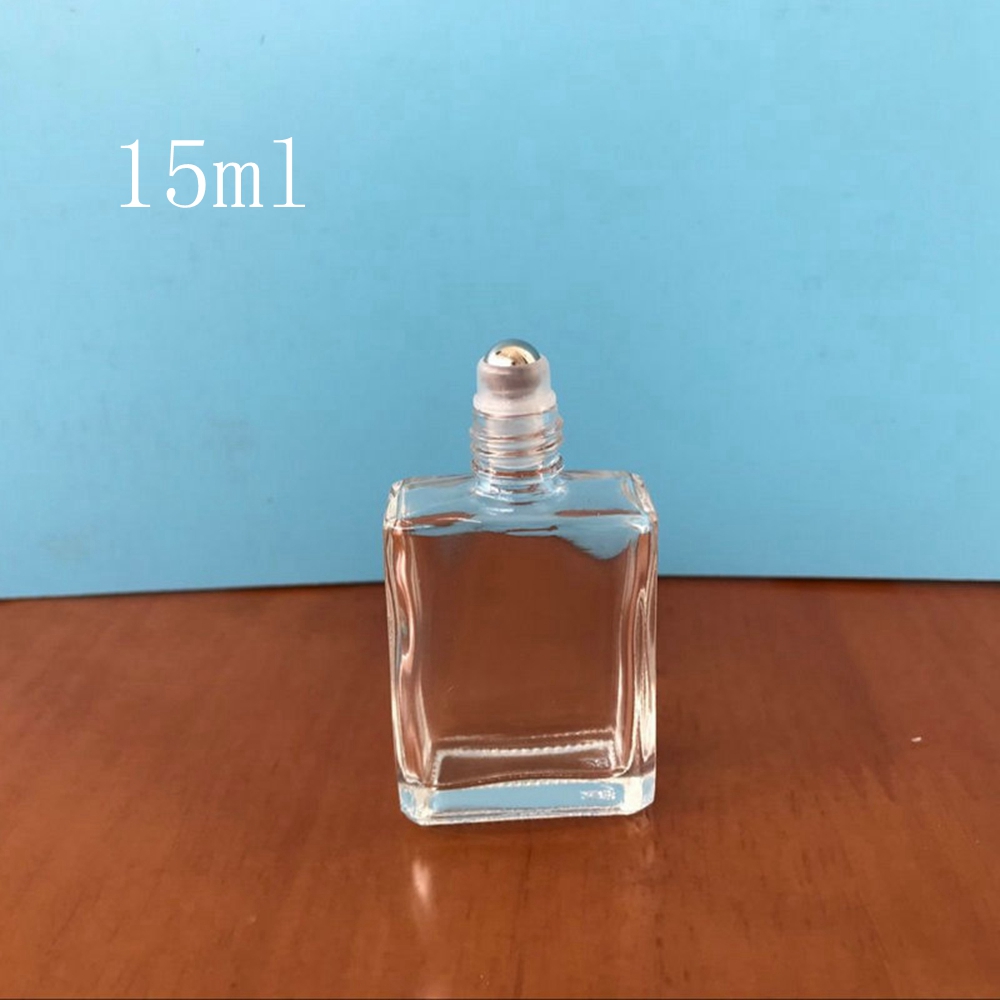 clear 6ml 10ml 15ml square airless cosmetic glass roller perfume bottle