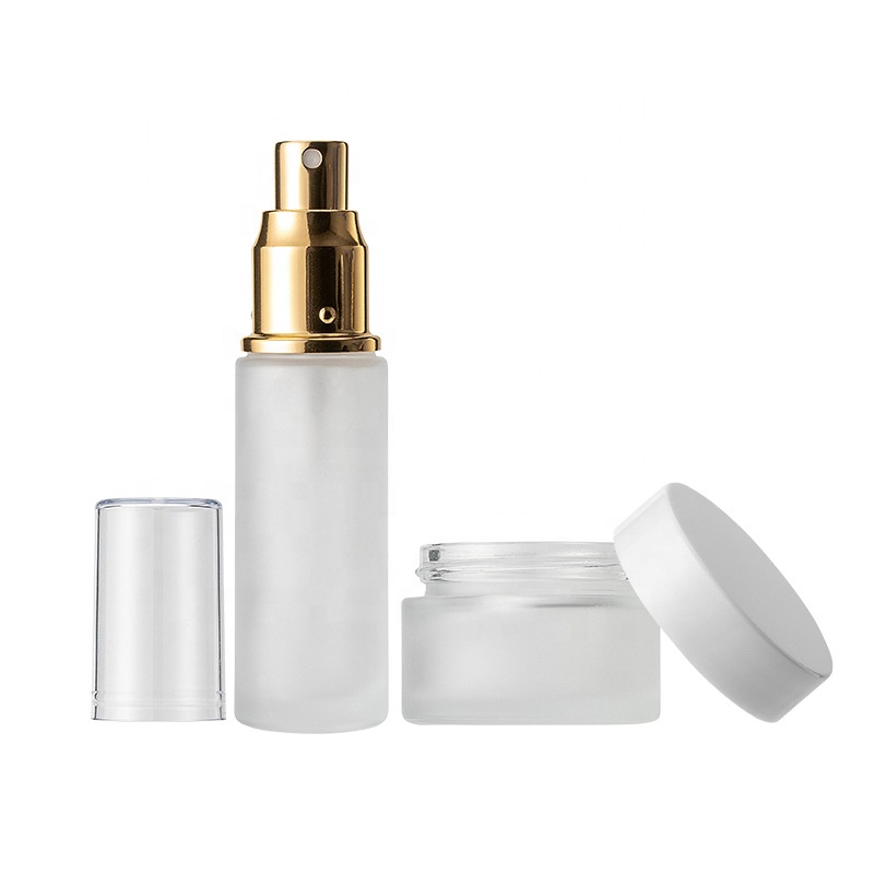 clear Luxury Cosmetic Container Glass Empty Makeup Containers Body Lotion Bottle Set