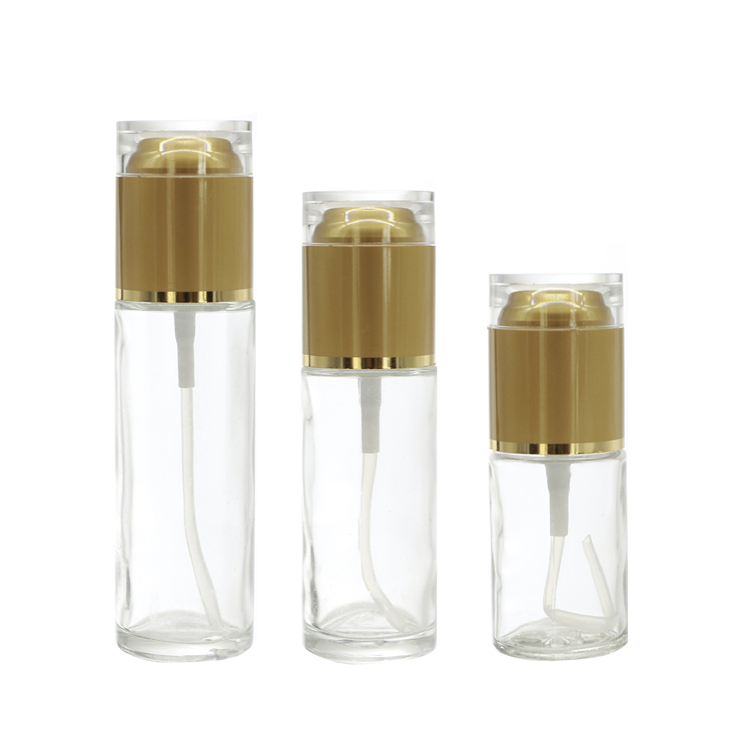 clear Luxury Cosmetic Container Glass Empty Makeup Containers Body Lotion Bottle Set