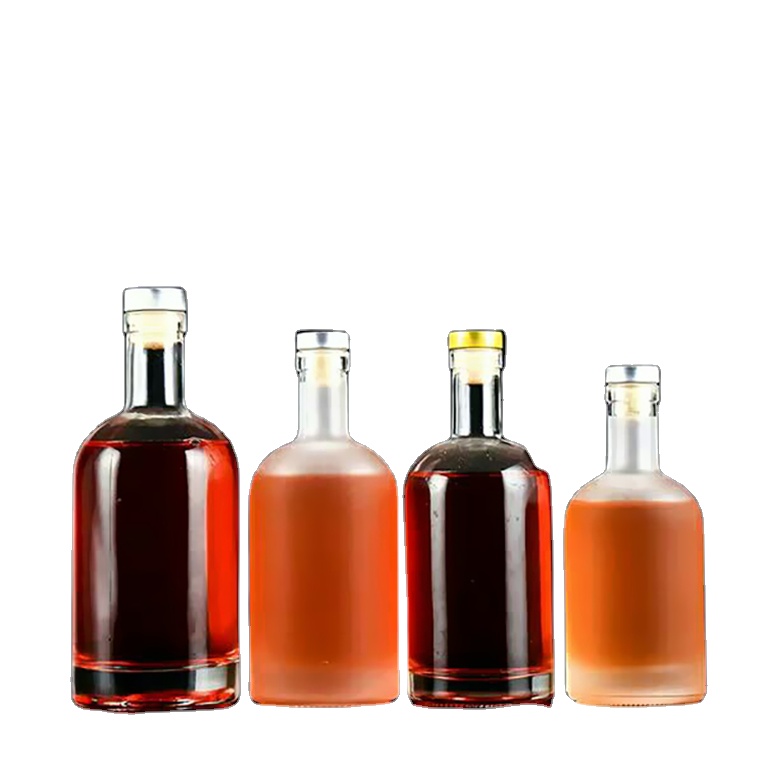 clear  Vodka ice wine bottle transparent thick bottom wine glass bottle tea with cork plug 250ml 375ml 500ml 700m