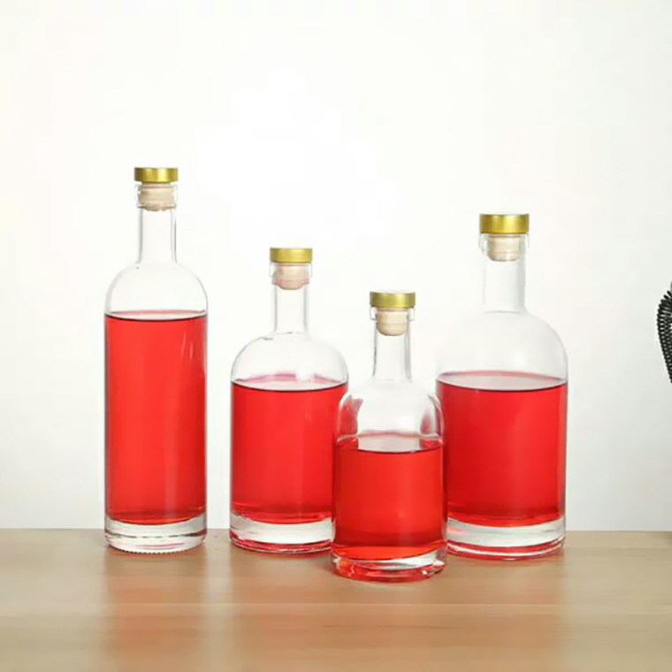 clear Vodka ice wine bottle transparent thick bottom wine glass bottle tea with cork plug 250ml 375ml 500ml 700m