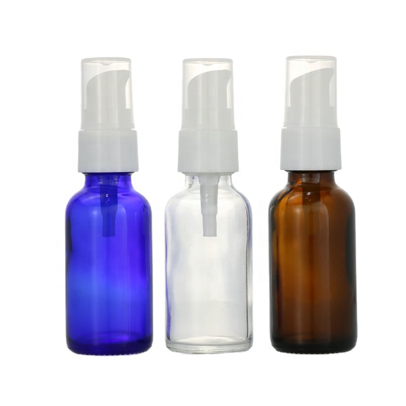 clear amber blue boston glass bottle with bamboo cap