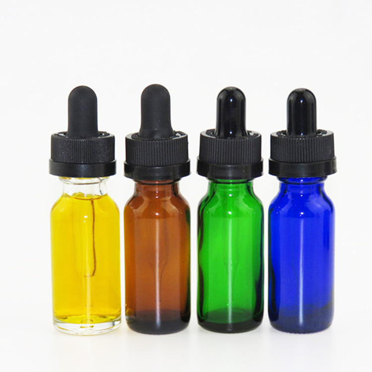 clear amber green blue european 15 ml capacity boston round bottle with plastic dropper for e liquid