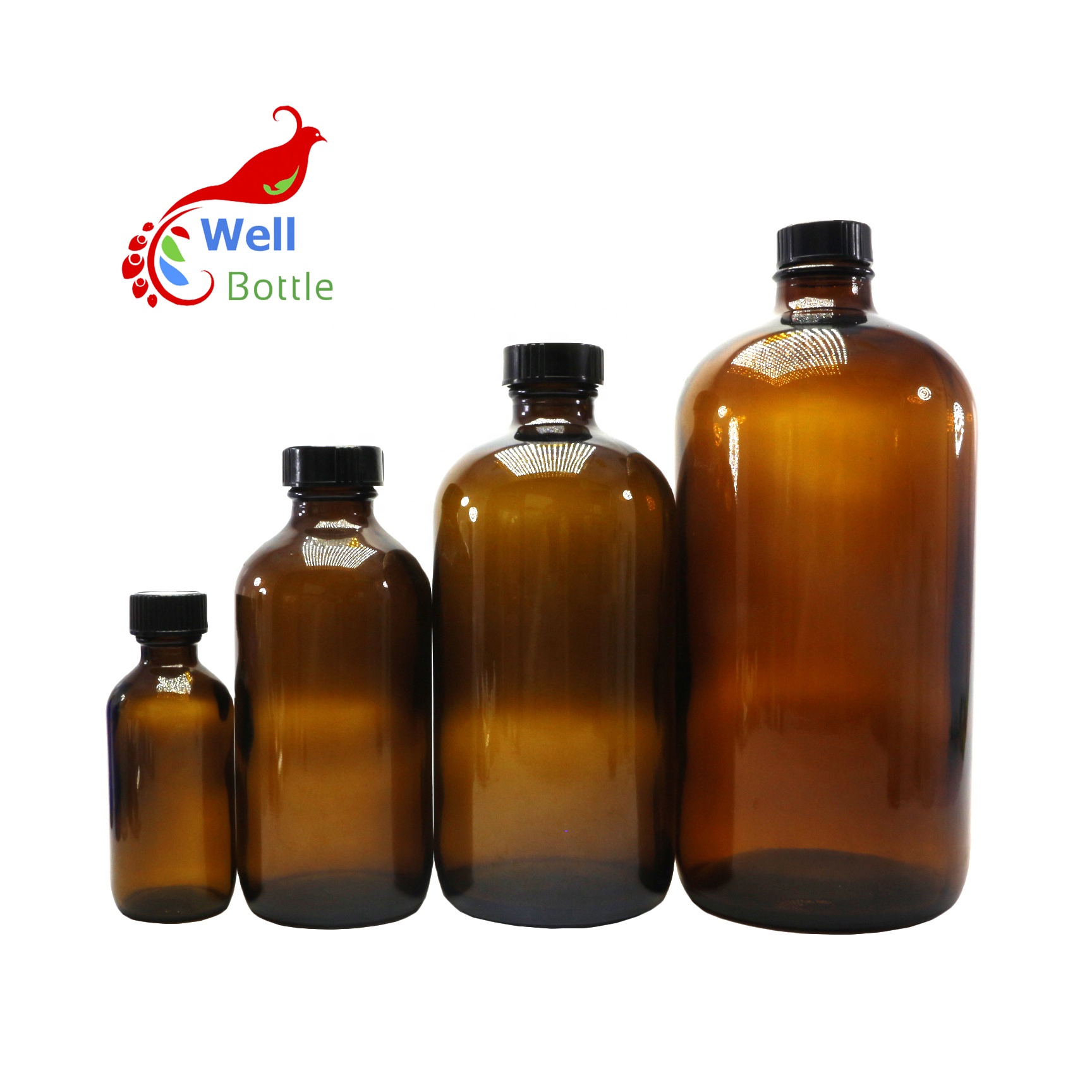 clear blue amber frosted cosmetic serum 2oz boston round glass dropper bottle RGB-336C