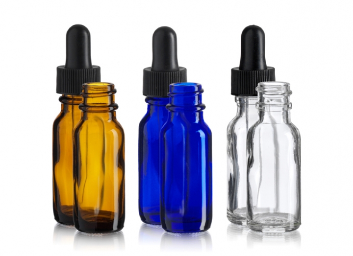 clear blue amber green 15ml 30ml 60ml 120ml boston round glass dropper bottle