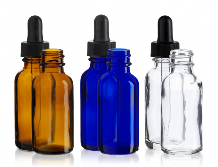 clear blue amber green 15ml 30ml 60ml 120ml boston round glass dropper bottle