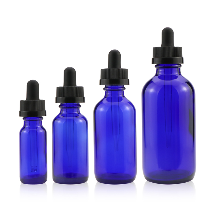 clear blue amber green 15ml 30ml 60ml 120ml boston round glass dropper bottle