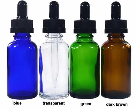 clear blue amber green 15ml 30ml 60ml 120ml boston round glass dropper bottle