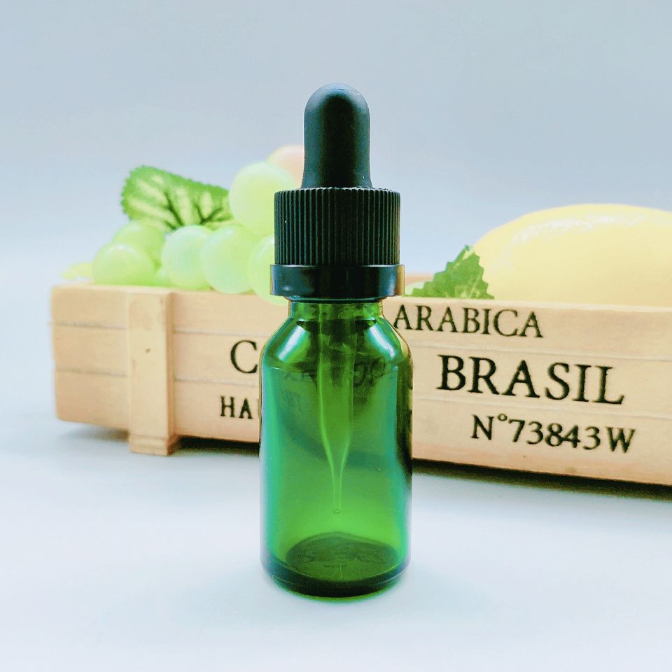 clear blue amber green 15ml boston round glass dropper bottle