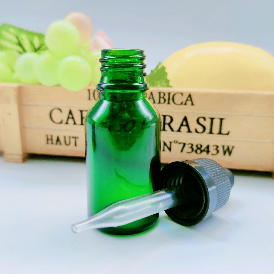 clear blue amber green 15ml boston round glass dropper bottle