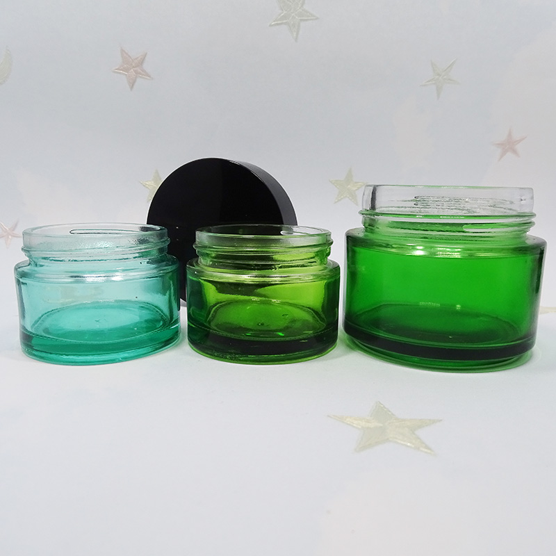 clear blue pink cosmetic packaging container beauty face skin care cream custom colored glass jar