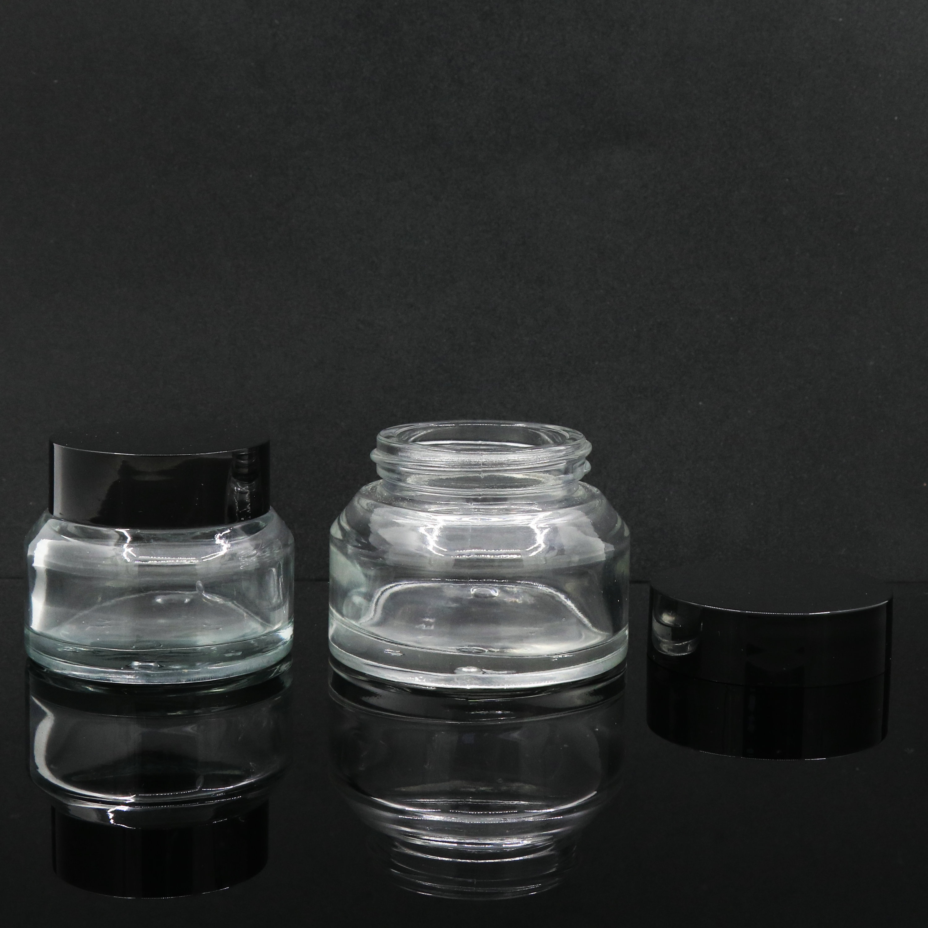 clear child resistant cosmetic glass jar with childproof cap for face cream packaging custom