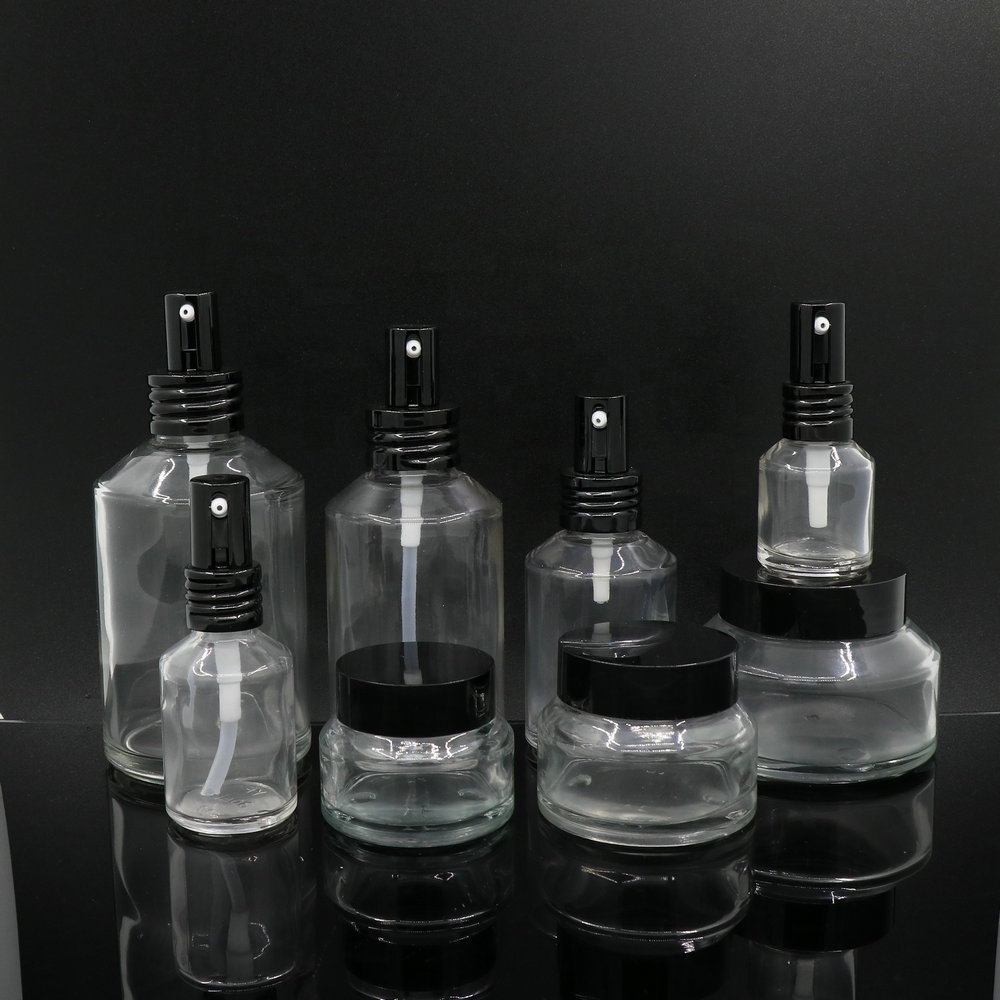 clear child resistant cosmetic glass jar with childproof cap for face cream packaging custom