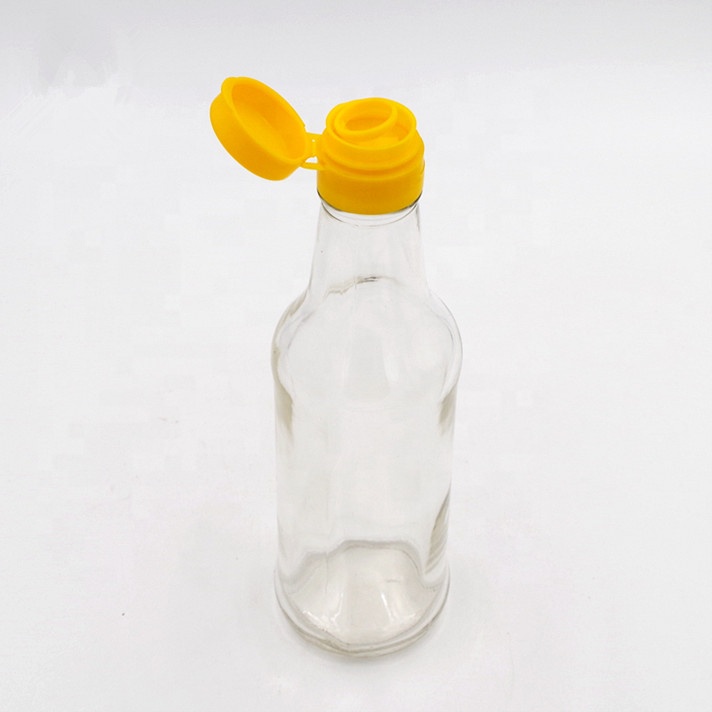 clear cooking olive oil glass bottle  for soy sauce vinegar ketchup glass bottle with plastic screw cap