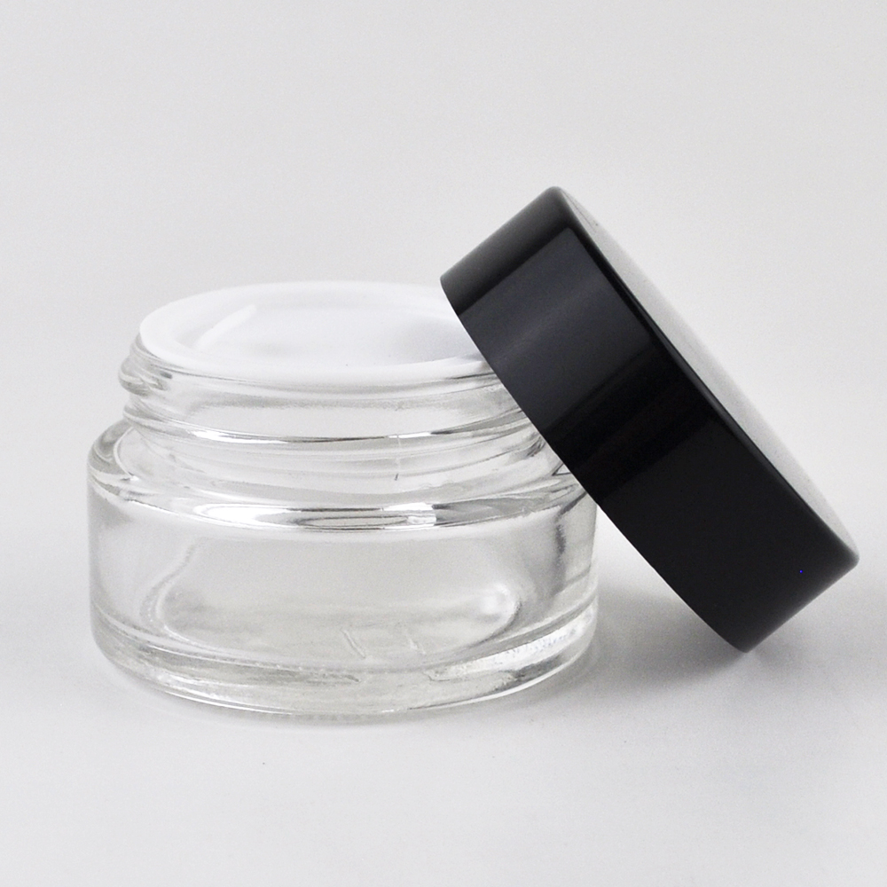 clear cream packaging 30g 1 oz round cosmetic glass jars with silver lid for eye cream