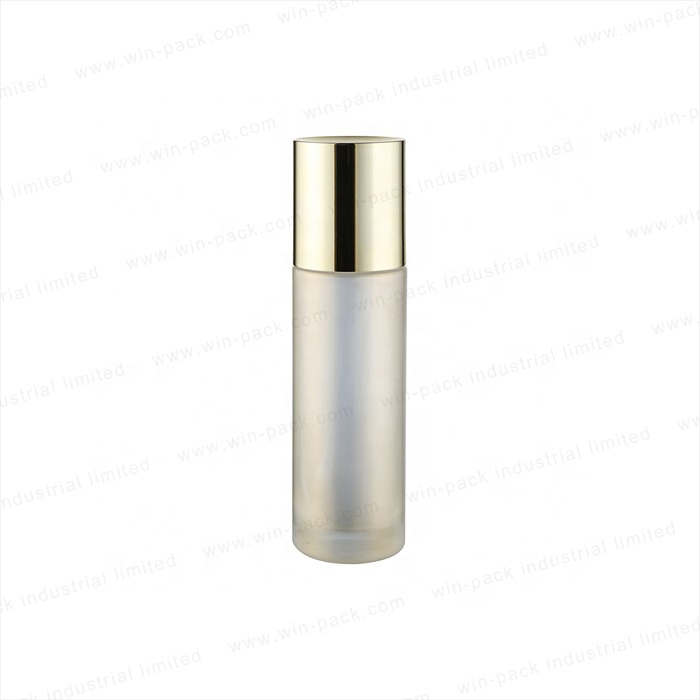 clear empty custom pretty glass liquid bottle with golden color cap and lotion pump 100ml 40ml 120ml