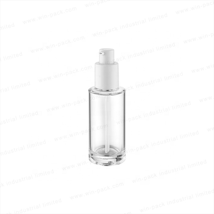 clear empty custom pretty glass liquid bottle with golden color cap and lotion pump 100ml 40ml 120ml