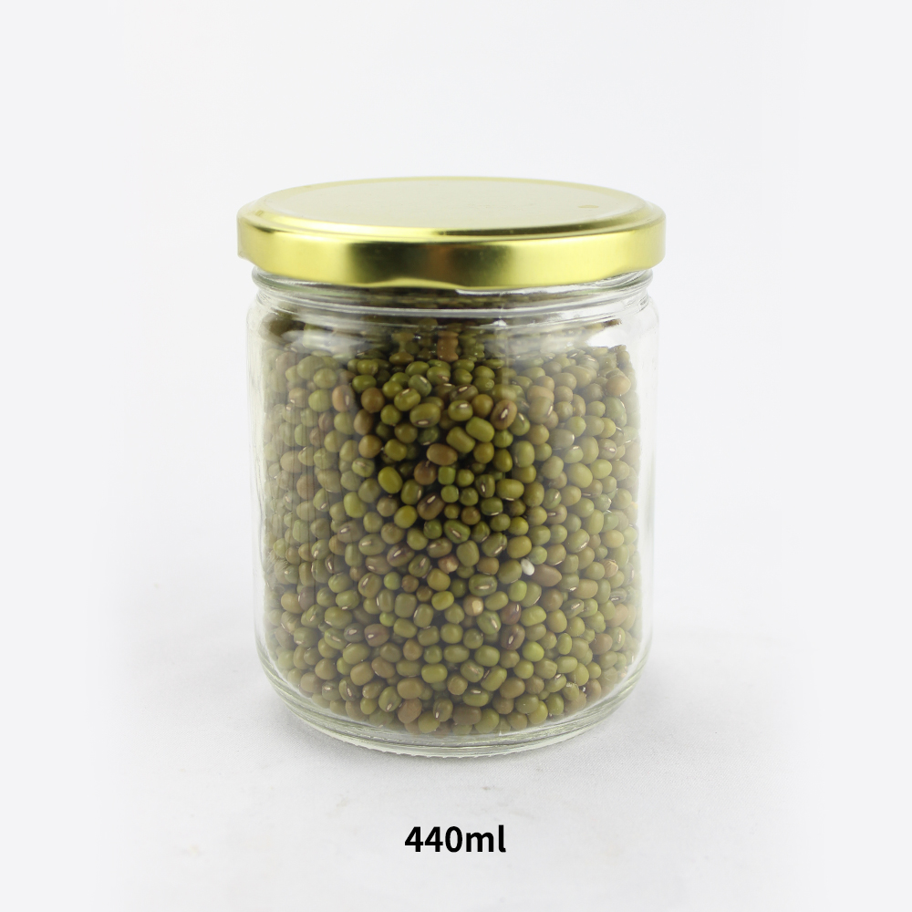 clear empty honey lucid glass jar with metal lid