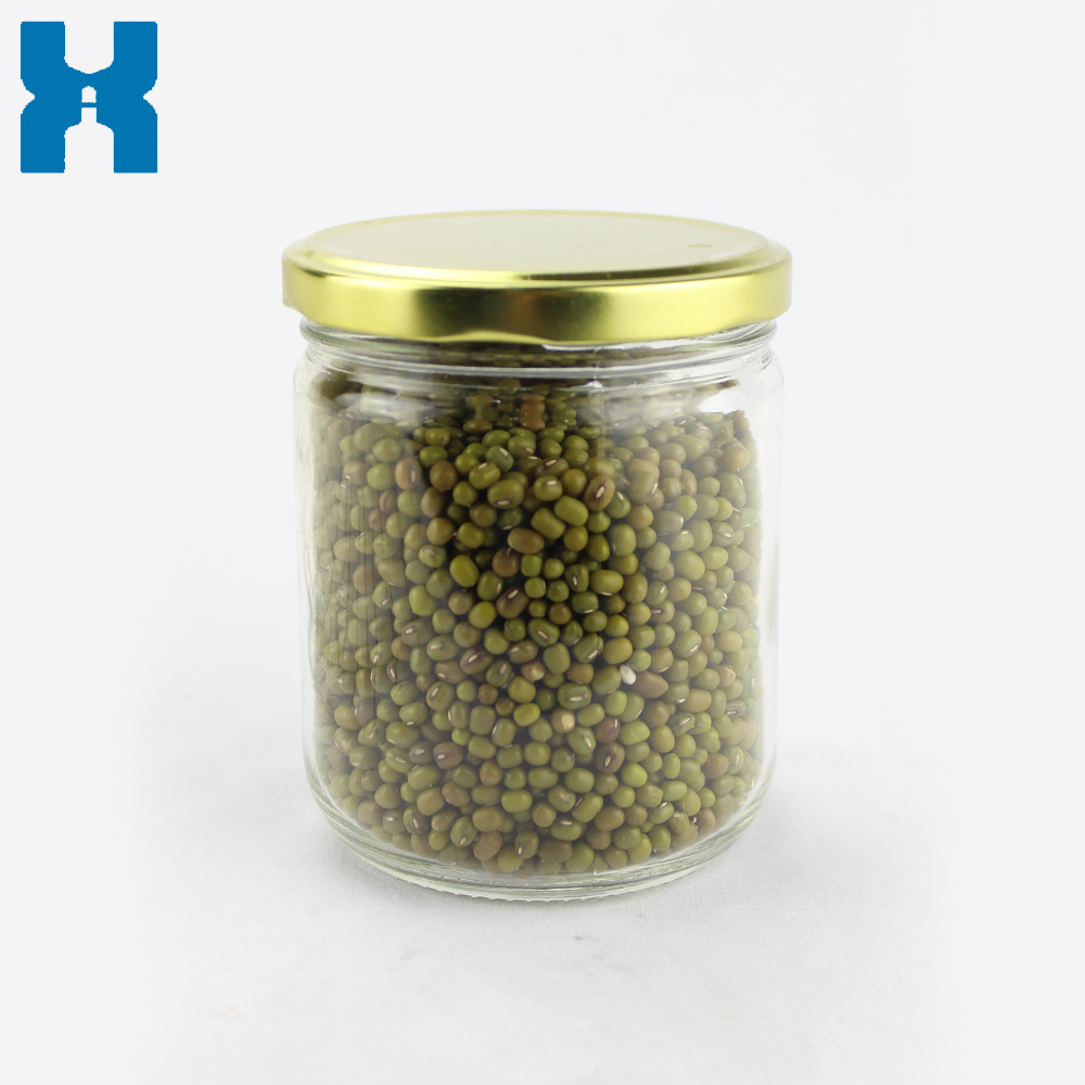 clear empty honey lucid glass jar with metal lid