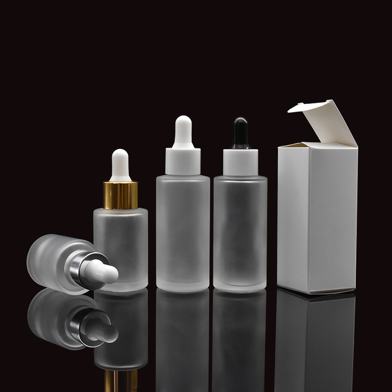 clear foundation dropper bottle 10ml 20ml 30ml 50ml frosted flat shoulder glass serum bottle with white box