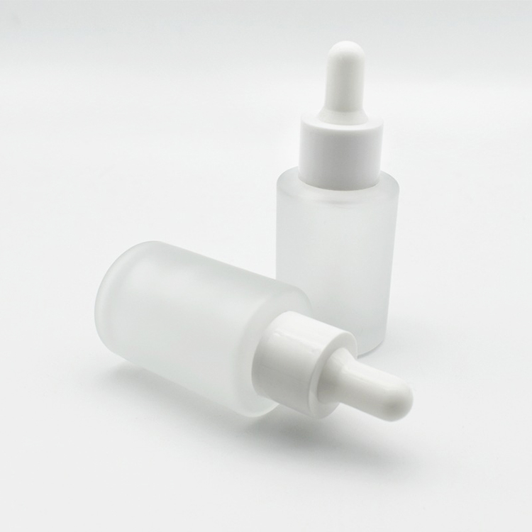 clear frosted 1 oz 30ml flat shoulder cylinder glass dropper bottle for serum essential oil