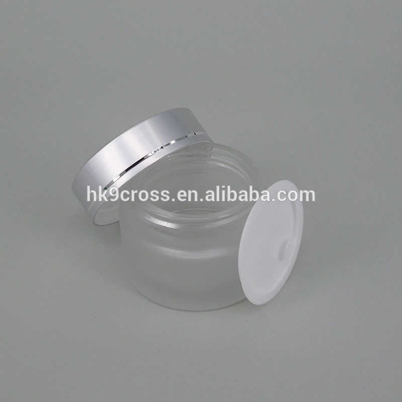 clear frosted glass cosmetic cream jar 50ml